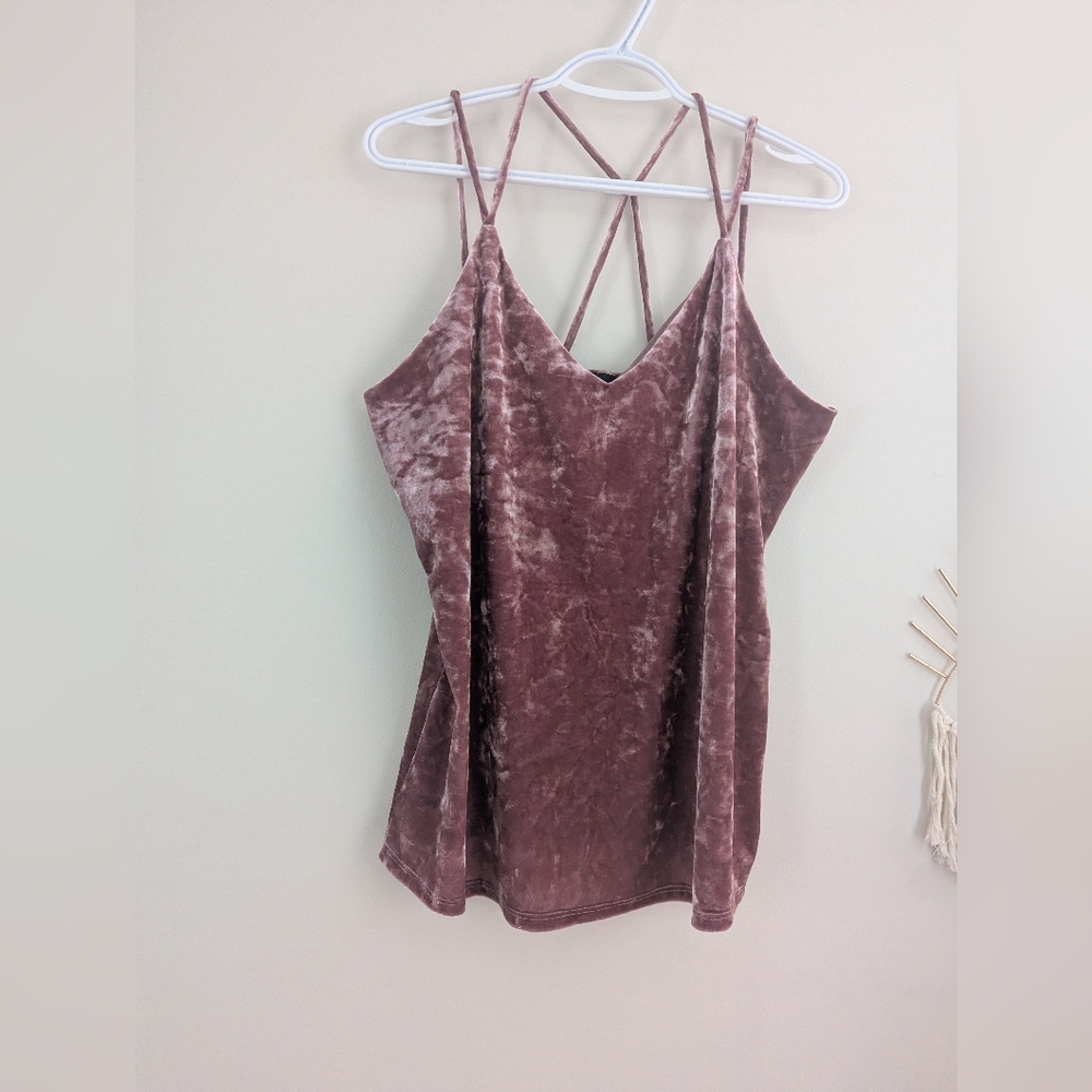Zenobia Velvet Strappy Plus Size Top in Dusty Rose